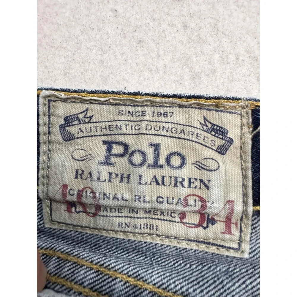 Polo Ralph Lauren Varick Slim Straight Jeans Mens 36x34 Blue Medium Wash Denim